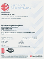 Certificação ISO 9001 para a Hypertherm