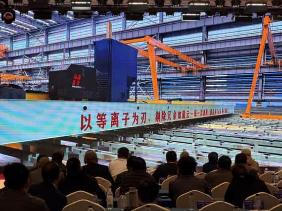 Image of Hypertherm cutter in Shipbuilding facility