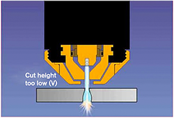 Figure 3 : hauteur de coupe trop basse (U)
