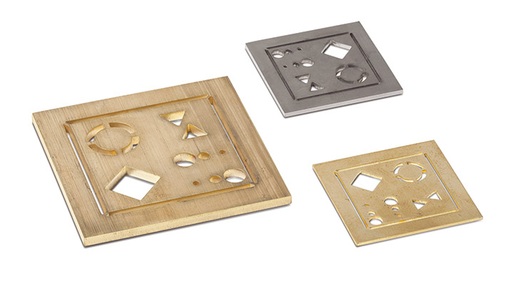 Brass and titanium cut samples