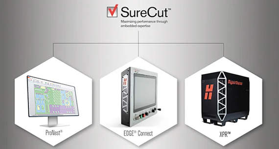 SureCut technology: ProNest software, EDGEConnect CNC, XPR300 plasma cutting system