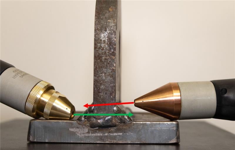 Image comparing two angles of cutting