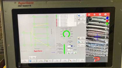 Plazmax’s Soft OpCon panel for the EDGE Connect CNC software utilizes a webcam that is fitted to the cutting torch for diagnostics and homing. 