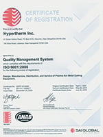 Hypertherm ISO 9001 certification