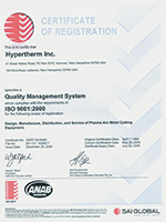 Certificación ISO 9001 de Hypertherm